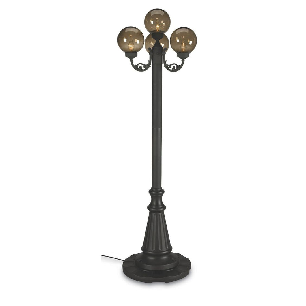 Black European 00470 Four Bronze Globe Lantern Patio Lamp - Park Style