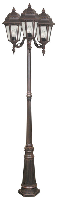 From the decorative arm scroll, to the detail on the fixtures hood, the Astor Series is sure to provide years of enjoyment to any traditional style. Gorgeous copper color Lamp Post with beveled glass. Decorative outdoor light post fixture made of cast aluminum. Perfect for golf courses, restaurants, wedding venues, driveway lighting and decor.