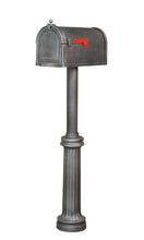 Load image into Gallery viewer, Timeless is the first word that comes to mind when seeing the Berkshire Curbside Mailbox. The one-piece cast aluminum door features deeply cut details with a rich, leather grain textured panel. The Berkshire’s style combined with its ability to fit naturally on any curb in the country has made it one of our most popular mailboxes.