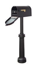 Load image into Gallery viewer, The Berkshire Curbside Mailbox presents an impressive face. The one piece cast aluminum door features deeply cut details with a rich, leather grain textured panel. The stainless steel spring hinge and magnetic catch will keep the door secure and the rust proof cast aluminum body construction creates a weather resistant mailbox. The mailbox is attached to a top mount bracket.