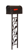 Load image into Gallery viewer, The Floral Curbside Mailbox has deeply embossed leaf designs on all sides to give it a charming appearance suitable for either a country of suburban home. Also included in the combination is the cast aluminum Floral Mailbox Post. This direct burial post has deeply sculpted leaves to create a unique look for you home. Both the mailbox and post are made of cast aluminum and have a durable powder coated finish.