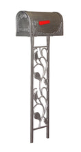 Load image into Gallery viewer, The Floral Curbside Mailbox has deeply embossed leaf designs on all sides to give it a charming appearance suitable for either a country of suburban home. Also included in the combination is the cast aluminum Floral Mailbox Post. This direct burial post has deeply sculpted leaves to create a unique look for you home. Both the mailbox and post are made of cast aluminum and have a durable powder coated finish.