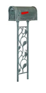 The Floral Curbside Mailbox has deeply embossed leaf designs on all sides to give it a charming appearance suitable for either a country of suburban home. Also included in the combination is the cast aluminum Floral Mailbox Post. This direct burial post has deeply sculpted leaves to create a unique look for you home. Both the mailbox and post are made of cast aluminum and have a durable powder coated finish.