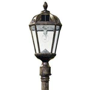 Single Lamp Royal Bulb Solar Lamp Post with/GS Solar Light Bulb in Weathered Bronze 98B301