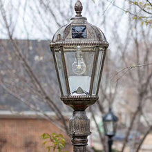 Load image into Gallery viewer, Single Lamp Royal Bulb Solar Lamp Post with/GS Solar Light Bulb in Weathered Bronze 98B301